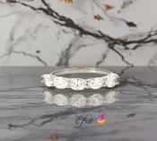 14K White Gold  Ring with Natural Oval Diamonds