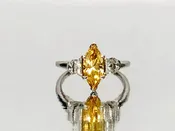 Antique Marquise Canary Diamond With Halfmoon Sides in Platinum