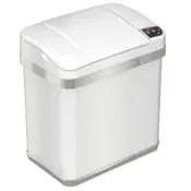10 Liter / 2.5 Gallon White Stainless Steel Sensor Bathroom Trash Can with AbsorbX Odor Filter