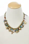 Andrea Barnett Bronze Medals and Gemstones on Vintage Chain Bracelet 0-GCRM-MULTI