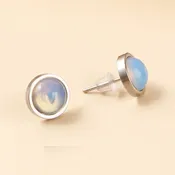 12MM Stainless Steel Natural Moonstone Gemstone Stud Earrings