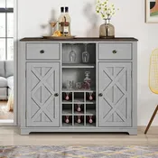 47 in. Modern X-Door Wine Cabinet w/ Built-in Wine Rack - 47 in Width