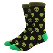 Alien Face Pattern Socks from the Sock Panda (Adult Large - Men's Shoe Sizes 8-12)