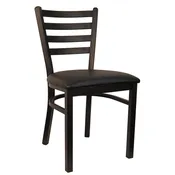 6145: Ladder Back Metal Chair with Black Vinyl Seat/ Burgundy Vinyl Seat/ COM Vinyl/ Solid Wood Seat/ Veneer Seat