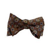 3 1/2" Printed Silk Bow Tie- Brown/Multi