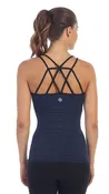American Fitness Couture Women's Women's Lattice Back Built in Bra Workout Top