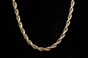 10K YELLOW GOLD HOLLOW ROPE CHAIN NECKLACE 24" 7MM