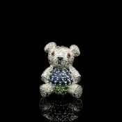 1.00ct. TW Diamond, Sapphire, Garnet & Ruby Estate Brooch/Necklace 18K White Gold - J43199