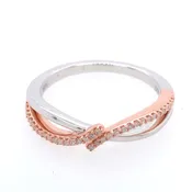 0.10 CTW Round Diamond Bypass Ring in Two-Tone Gold Plated