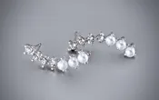 Carly - Pearl & Cubic Zirconia Wedding Climber Earrings - Silver, Gold & Rose Gold