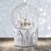 100MM White Christmas Scene Snow Globe