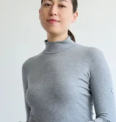 70degrees Rib Mock Neck – Heather Gray
