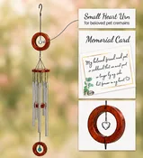 Pet Sympathy Gift Cremation Wind Chime With Memorial Heart Urn For Ashes