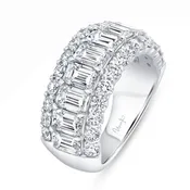3 Row Emerald Cut Diamond Statement Band
