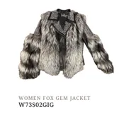 Women’s Gem Leather Jacket With Silver Fox Fur