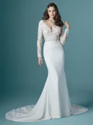 Althea -Sheath Wedding Dress Crepe Sheath Wedding Dress with Illusion Back by Maggie Sottero