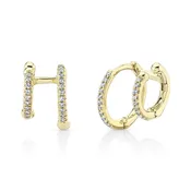 0.12 Ct Diamond Double Huggie Earring