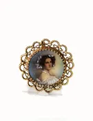 Antique Hand Enameled Portrait Pin