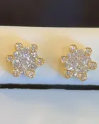 1.06 CARAT CERTIFIED LAB GROWN DIAMONDS 9 MM STERLING SILVER GOLD PLATED STUDS EARRINGS