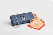 Duchesse De Polignac Blue Python Leather Clutch