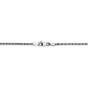 10K Solid White Gold 1.70mm Polished Diamond Cut Rope Bracelet Anklet Necklace Chain Lobster Clasp 7 8 16 18 20 24 30 Inches
