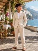 Boy's Custom Linen Havana Suit