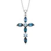 10k Blue Topaz Cross