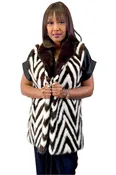 Chevron Sectioned Mink Fur Vest with Shawl Collar