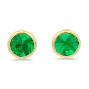 14k Yellow Gold Emerald Bezel Earrings