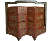 19th Century Chinese Red Lacquered Wedding Dowry Stacking Boxes
