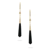 14K YG Diamond & Black Onyx Earrings