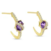 Amethyst Hexagon Diamond Wave Hoop — Creative Jewelers