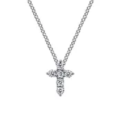 14K White Gold Diamond Cross Pendant Necklace / 0.24 ctw