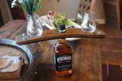Bourbon Butler – Barrel Stave Whiskey Bottle & Glass Holder