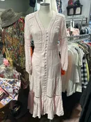 Allison NY Baby Pink Rayon cutout design Long sleeve Dress, Size XS
