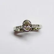 14K White Gold Ring, .69 ct. Oval Diamond
