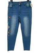 THE PYRMID COLLECTION Size LARGE MEDIUM DENIM Embroidered Womens Jean