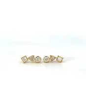 18k Round, Trillion, and Square Diamond Climber Studs