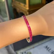 18K White Gold Two-Row Natural Ruby Tennis Bracelet