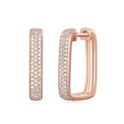 3 Row Diamond Rectangle Hoop Earring