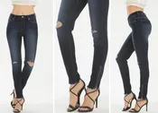 Dark Lightly Ripped Zip Bottom Jean