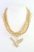 Bree Beaded Layered Necklace Eagle  - Gold