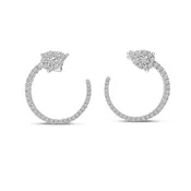 14k White Gold Front Facing Diamond Hoop