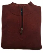 1/4 Zip Mock Sweater in Burgundy Heather Cotton Blend