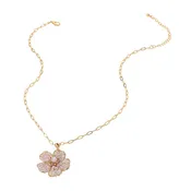 Beaded Flower Pendant Paperclip Chain Necklace (assorted colors)