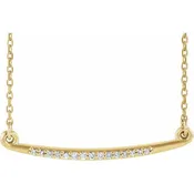 14K White .05 CTW Natural Diamond Curved Bar 16-18" Necklace