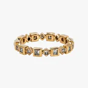 14KT Rose Gold 0.70CTW Earth Mined Round and Princess Cut Bezel Set Eternity Diamond Ring