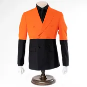 Amber & Black Double-Breasted 2-Piece Tailored-Fit Suit