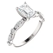 0.22Ctw Emerald Cut Diamond Engagement Ring
