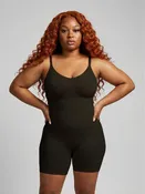 CurveHold Mid-Thigh Shaping Bodysuit in Obsidian